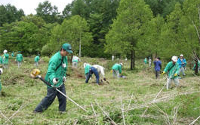ジャパンエナジー、原村・JOMOあゆみの森で森林ボランティアを実施
