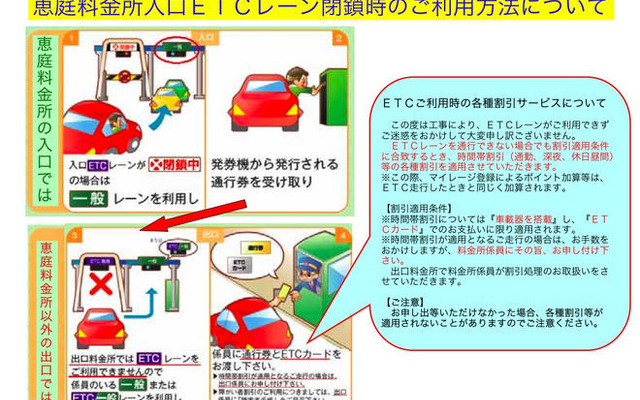 道央道 恵庭料金所 ETCレーン閉鎖　1月19-27日