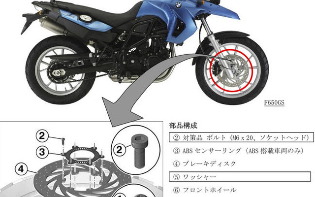 【リコール】BMW F650GS 制動力が低下