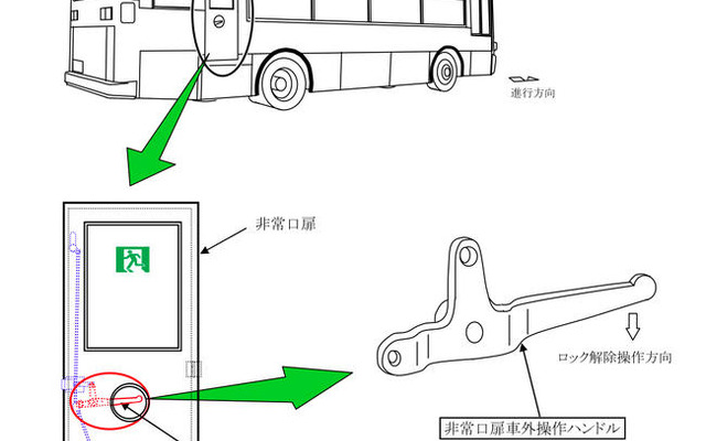 【リコール】日産ディーゼル 大型バス…非常口が開かない