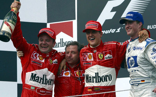 【F1ハンガリーGP決勝】バリケロが今季2勝目……シューマッハ従えて