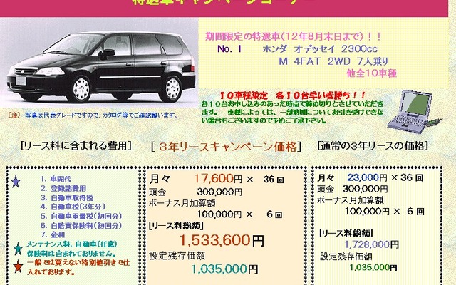 クルマのリースもネットで。住商が検索システム開設