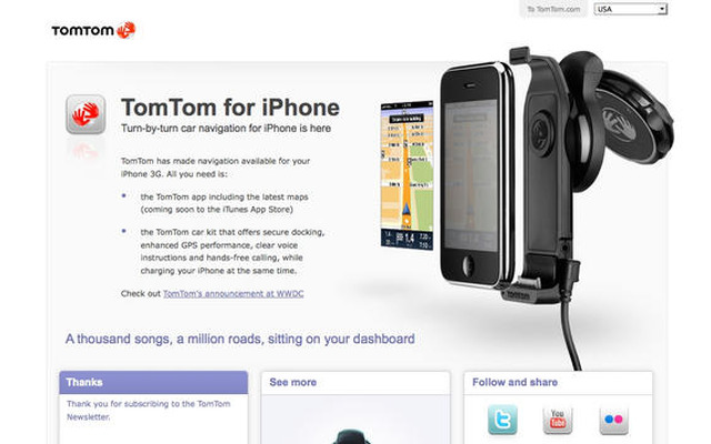 iPhone 3G/3GS向けのカーナビアプリ、まもなく登場　TomTomから