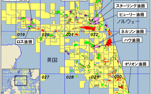 PSIUK社保有鉱区および油田位置図