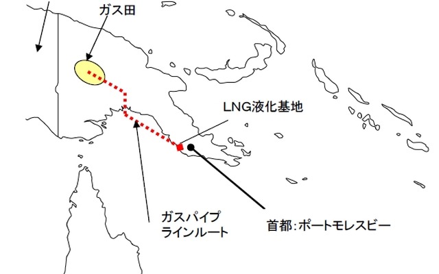 パプアニューギニアLNGプロジェクト所在地