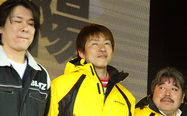 ダンロップのD1記者会見。中央が今村陽一。今年は昨年のように「棚ぼた」ではなく、実力で王座を取るとも誓った