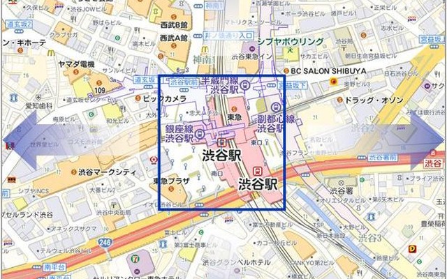 スクロール地図の稼動範囲イメージ