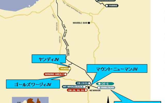 西豪州鉄鉱石事業プロジェクト所在地
