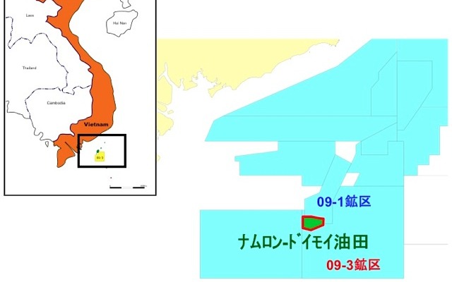 ベトナム南部沖合ナムロン-ドイモイ油田位置図