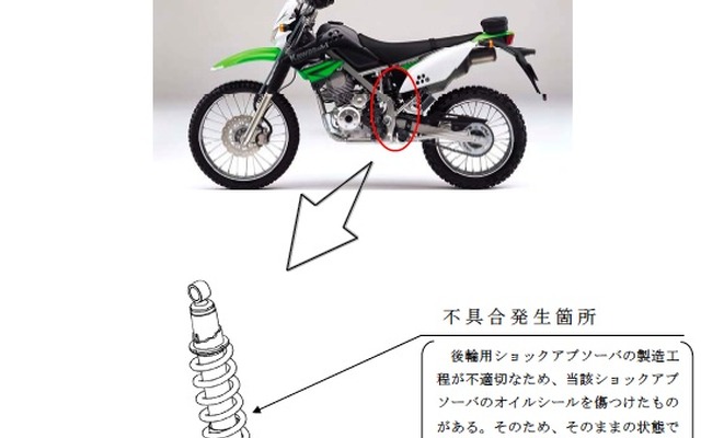 KLX125の改善箇所説明図