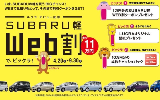 「 SUBARU軽 Web割でビックラ！」キャンペーン