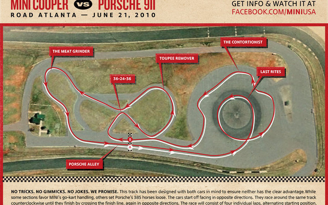 対抗レースの舞台となる米ロードアトランタの特設コース図