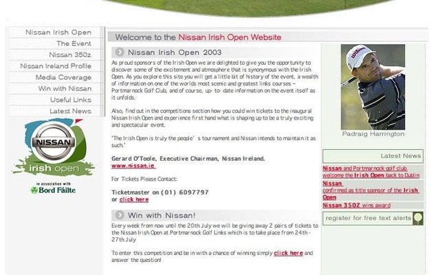 日産アイルランドが、ゴルフ大会をサポートするサイトを開設