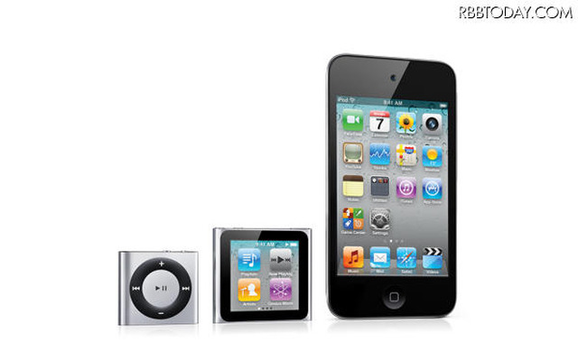 アップルが新型iPodを発表……iPod touchはカメラ付き、iPod nanoはマルチタッチ画面へ 新型iPodのラインアップ（iPod shuffle、iPod nano、iPod touch）