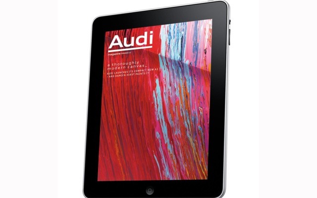 アウディジャパンの正規ディーラー全店舗でWi-Fiを利用可能に。セールスマンにはiPadが配布される（画面は英国で展開するアウディマガジン）