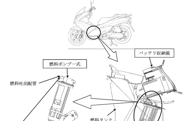 ホンダ PCX、燃料が漏れるおそれ