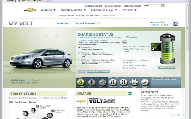 ボルトユーザー向けに提供される「MyVolt.com」サイトイメージ