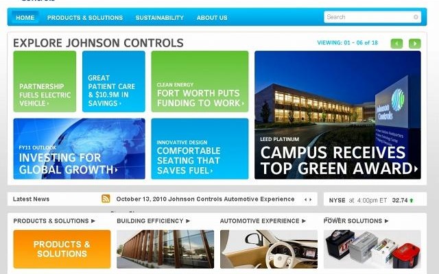 Johnson Controls Inc.サイト（画像） Johnson Controls Inc.サイト（画像）