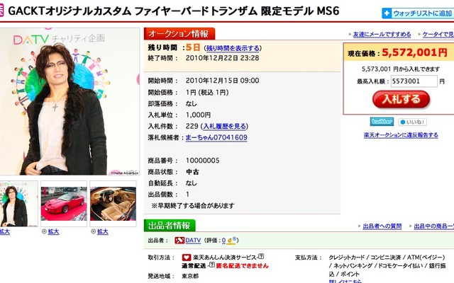 GACKTオリジナルカスタム ファイヤーバード トランザム 限定モデル MS6