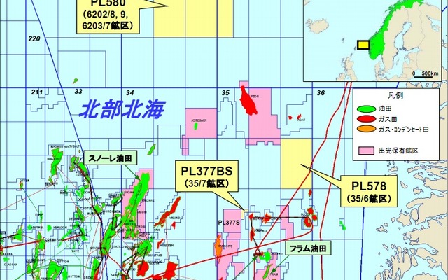 取得鉱区の位置図