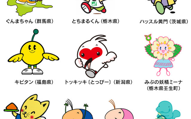 参加予定のゆるキャラ
