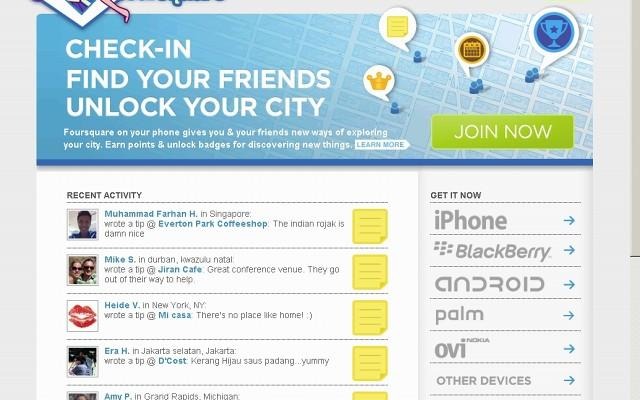 「foursquare」サイト（画像） 「foursquare」サイト（画像）