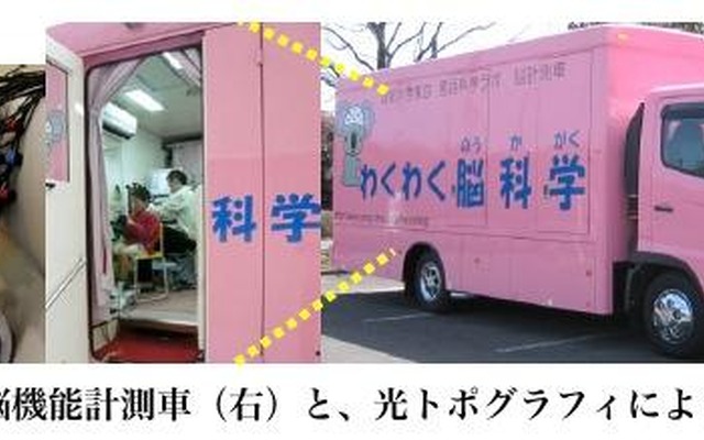 小学生、英単語を処理する脳活動の基本パターンを解明 移動脳機能計測車と、光トポグラフィによる計測