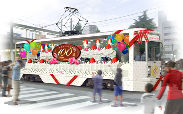 都営交通が8月1日に創業100周年を迎えるのを記念して都電荒川線で花電車を運行（貨物車両のため乗車はできない）