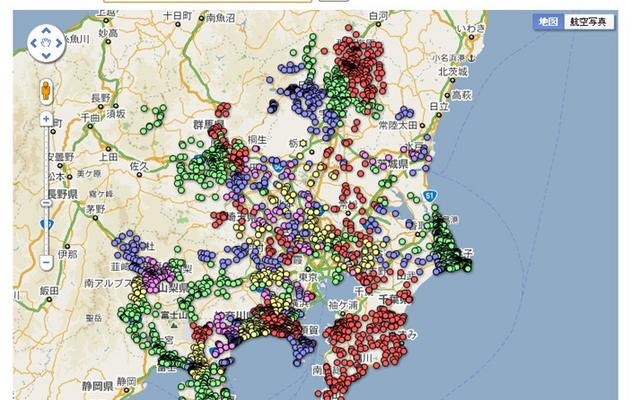 東京電力のページで公開されている停電時間グループ情報をマッピング 東京電力のページで公開されている停電時間グループ情報をマッピング