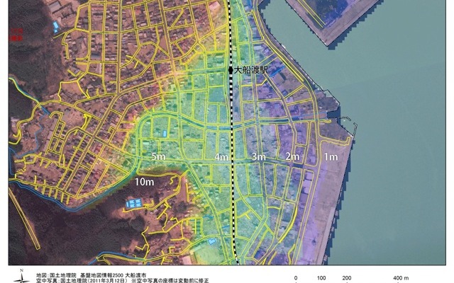 被災状況の可視化（岩手県大船渡市の例）