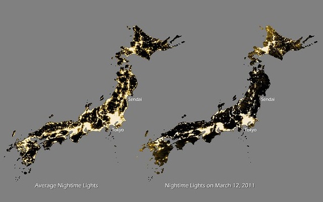 が宇宙から撮影した夜間の日本列島