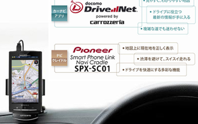 パイオニア、カロッツェリアスマートフォンリンクナビクレイドルSPX-SC01