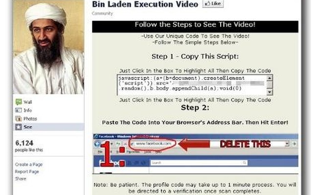 ウサマ・ビンラディン容疑者の「殺害動画」の閲覧手順を示すFacebookページ ウサマ・ビンラディン容疑者の「殺害動画」の閲覧手順を示すFacebookページ