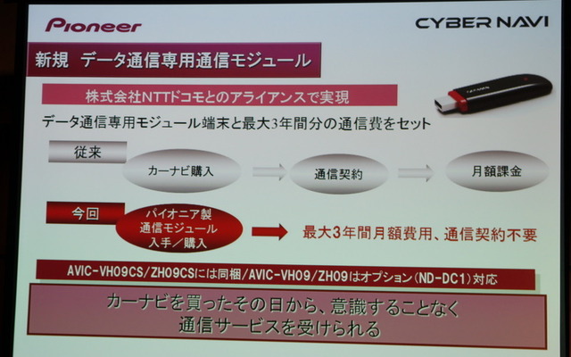 【サイバーナビ VH/ZH09シリーズ登場】FOMA通信モジュール同梱でスマートループ拡大目指す