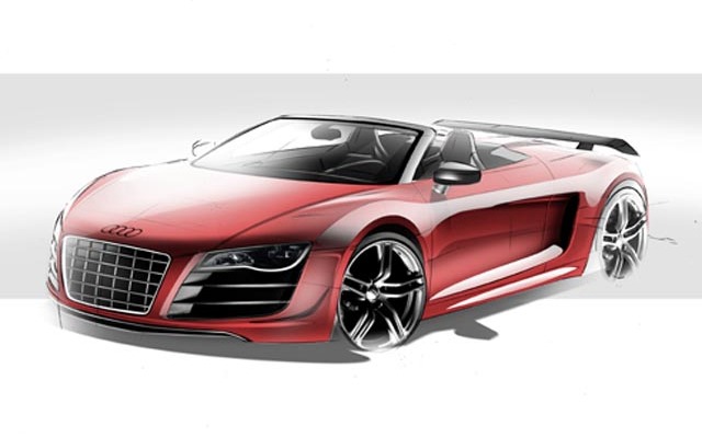 アウディ R8GTスパイダーのデザインスケッチ