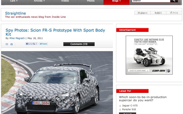 トヨタのFRスポーツFT-86にホットモデル登場か。複数の海外メディアがスクープを伝えている（画像はスクリーンショット）