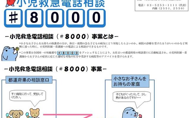 休日・夜間に相談できる「小児救急電話相談（＃8000）」 小児救急電話相談（＃8000）