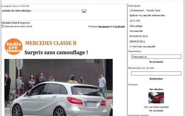 次期Bクラスのスクープ写真を掲載したフランスの『Le mag de l’auto』