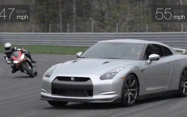 アプリリア、日産 GT-R とサーキット対決［動画］