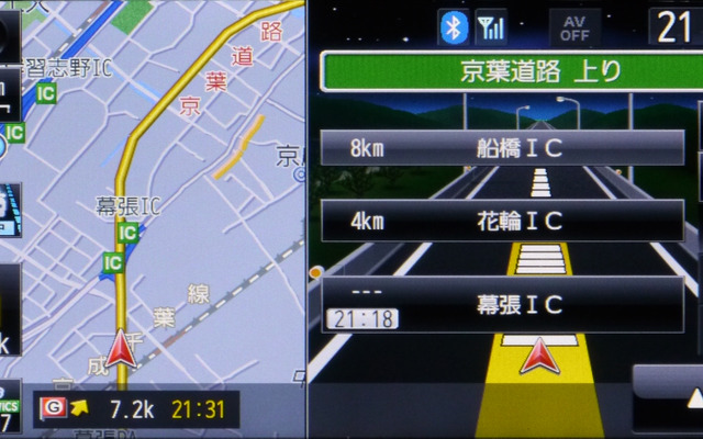 高速道路に入ると、画面左端には「レーンアシスト」機能が動作していることを示すアイコンが表示される