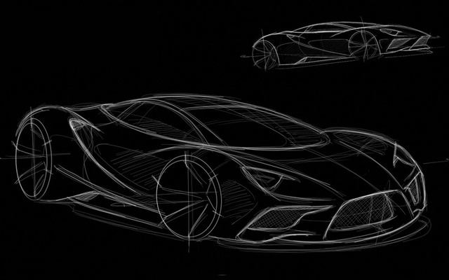 英国エタニティモータースの新型スーパーカーのティーザースケッチ