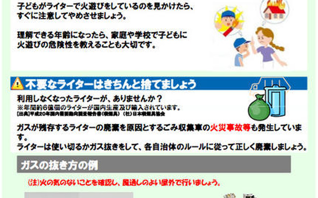 ライター規制に係るリーフレット