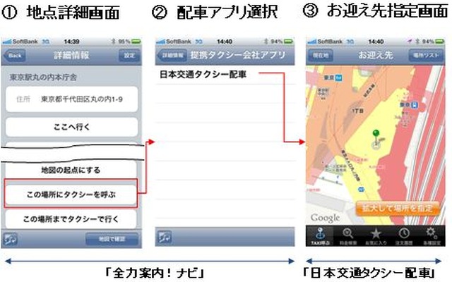 全力案内！ナビ、タクシー呼び出しサービス開始