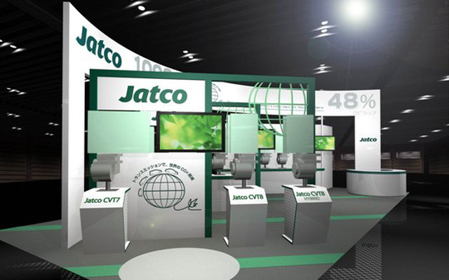 ジヤトコの出展テーマは「トランスミッションで世界のCO2を削減」だ