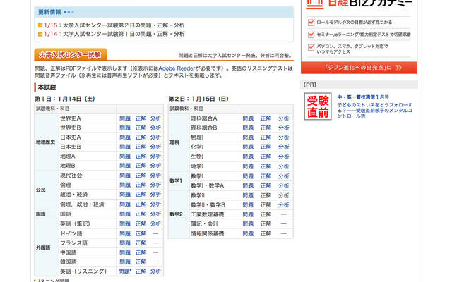 日本経済新聞社「大学入試速報2012」