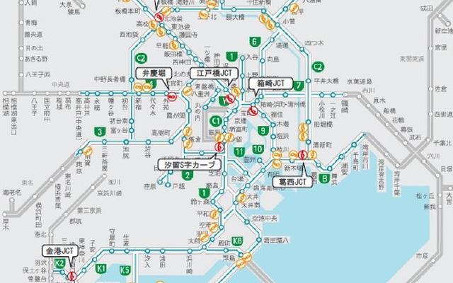 写真は2003年4月から10年3月までの7年間に発生した、大型車横転事故多発地点マップ