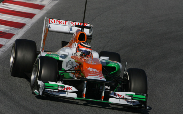 F1バルセロナテスト2日目、1分22秒608のトップタイムで終えたのはフォースインディアのニコ・ヒュルケンベルグ