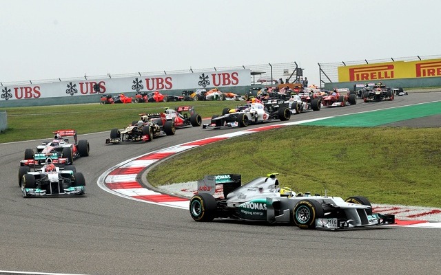 ロズベルグ（写真先頭、メルセデスAMG。4月15日、F1中国GP）