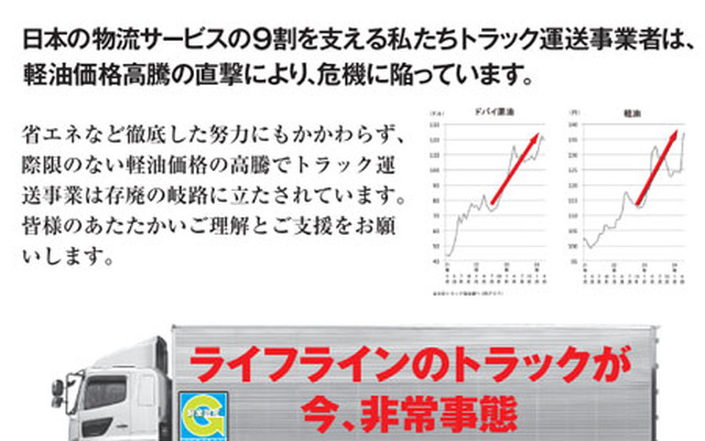 2012年5月1日付日本経済新聞朝刊全国版に掲載された全日本トラック協会による全面意見広告