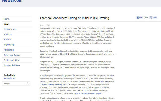 Facebookのリリース